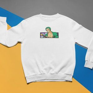 New- White&black Embroidered anime box Sweaters